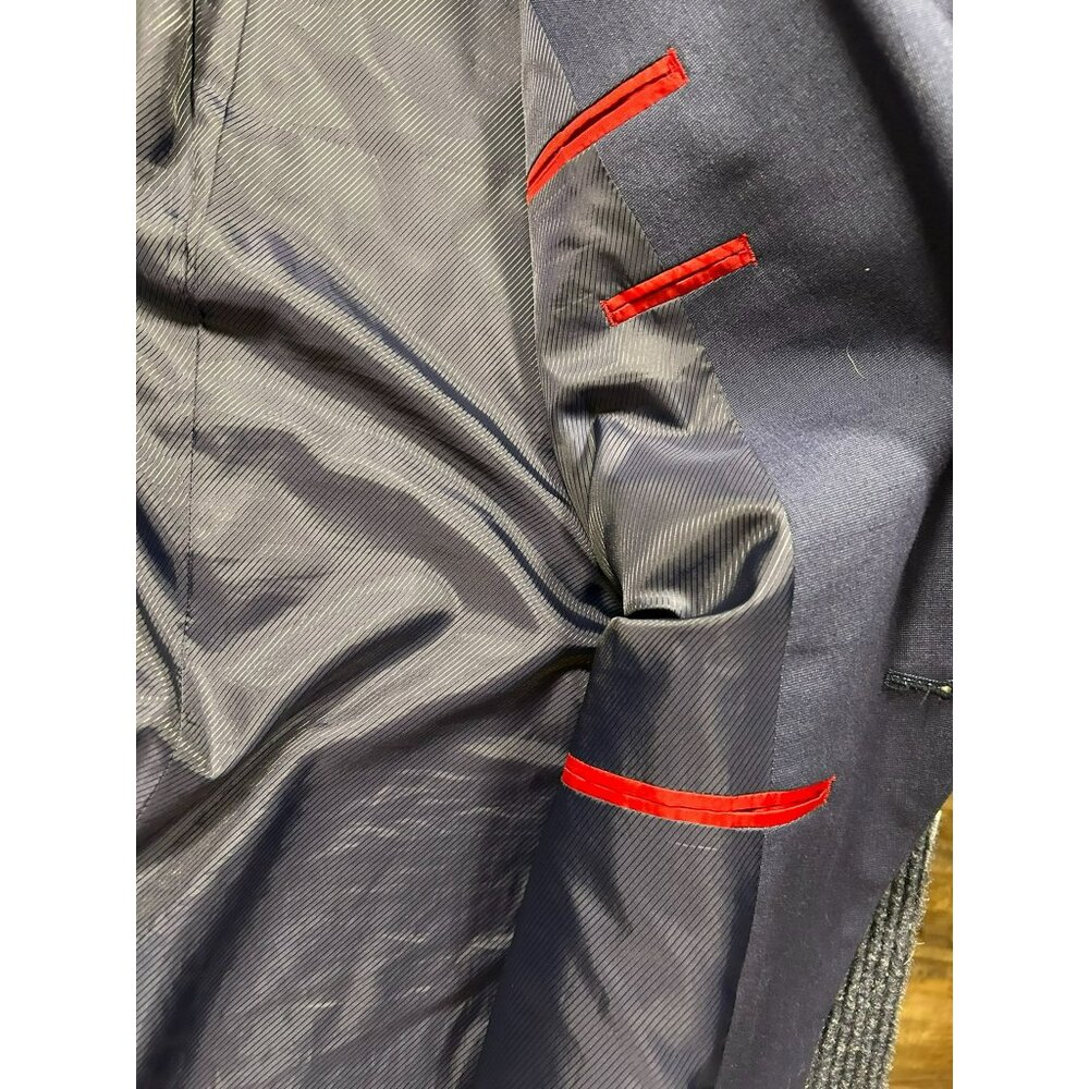 Alfani Slim Fit Men's Navy Suit Jacket Red Lining 40R Button Cuffs Pockets - Picture 3 of 7